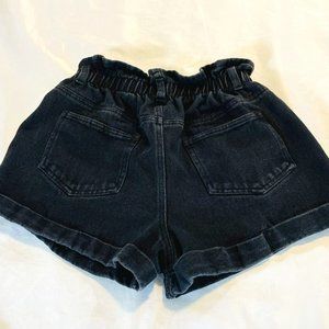 Hyfve Black High Waisted Paperbag Shorts w Rips Women’s Size Small Elastic Waist